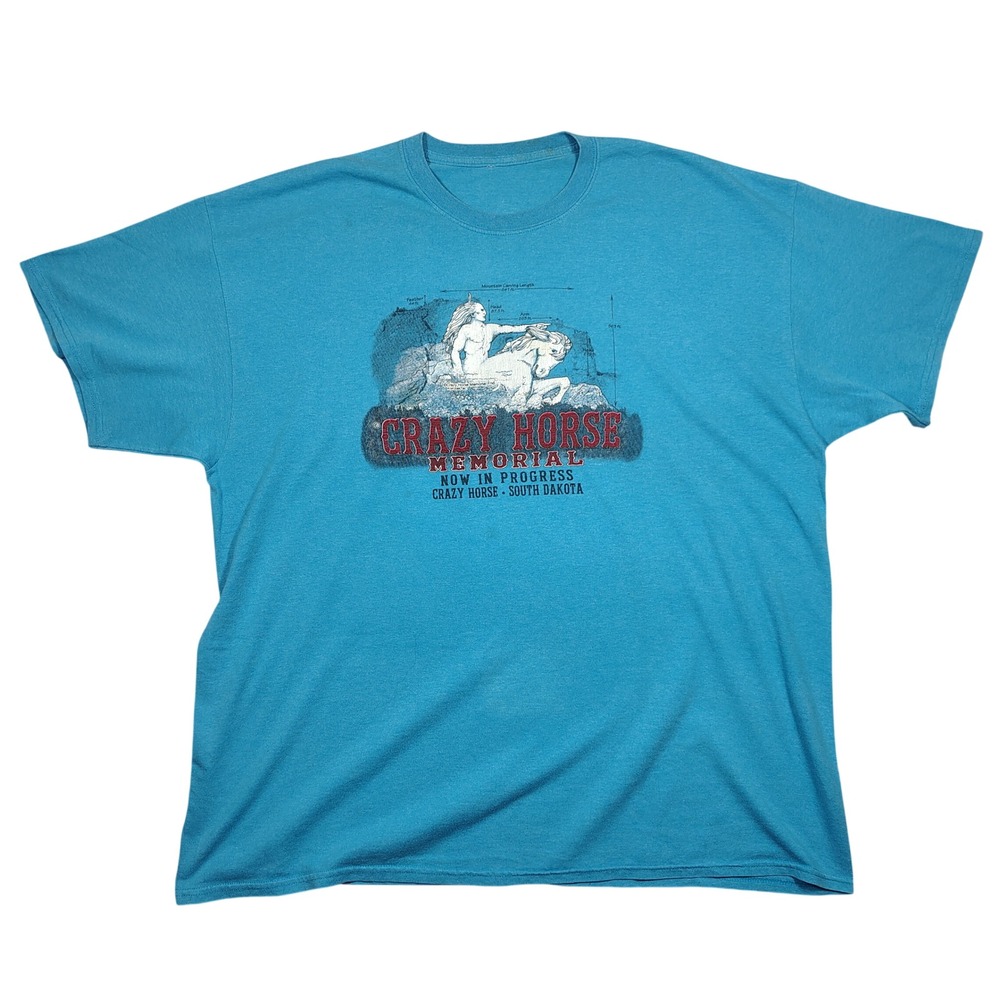 Crazy Horse Memorial T-Shirt Mens 2XL Teal‎ Graphic Souvenir South Dakota Cotton